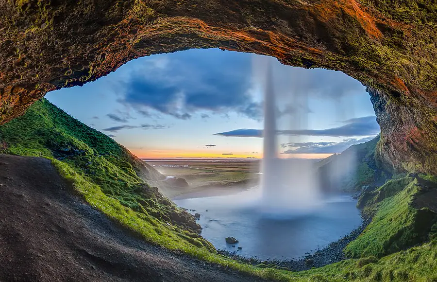 Waterfall landscape on Iceland's Ring Road