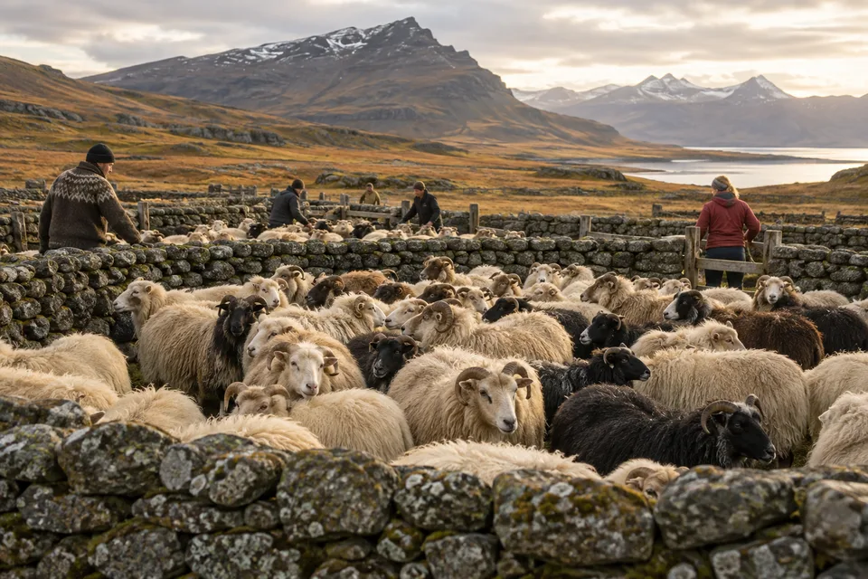 AI-generated illustration of Icelandic Sheep Roundup